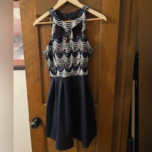 Prom/ homecoming dress navy and silver size 3